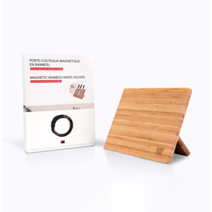 Porte-Couteaux Magnétique en Bambou pour 6-8 Couteaux | Pliable pour un Transport Facile