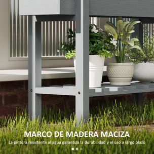 Huerto Urbano de Madera Mesa de Cultivo con Estante Jardinera Elevada para Cultivo Flores Vegetales en Jardín Terraza 100x30x70,5 cm Gris