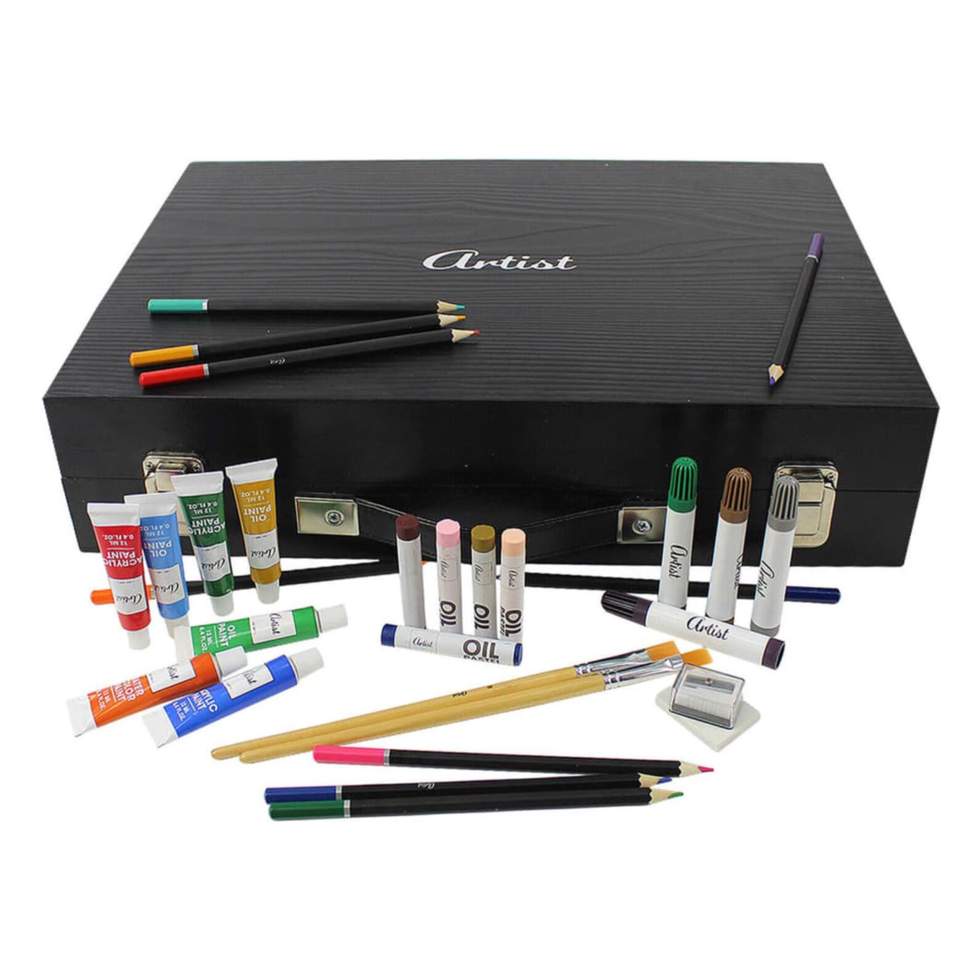 Set de pintura artística profesional en caja de madera 44,5x31x10cm