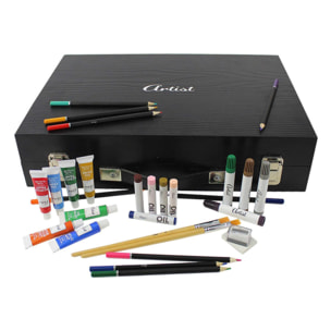 Set de pintura artística profesional en caja de madera 44,5x31x10cm