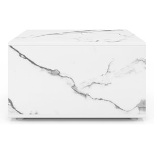 Table basse carrée effet marbre avec rangement 60cm