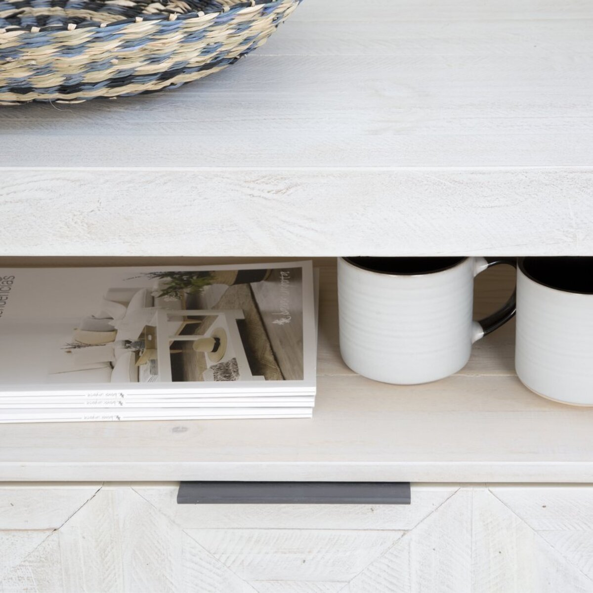 Meuble tv Cuzco -bois massif d'araucaria-couleur blanc  wild 173 x 62 x 45 cm