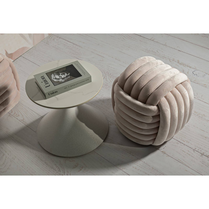 Pouf Bozzente, Poltrona multiuso, Scendiletto, Pouf poggiapiedi, 45x45 h45 cm, Rosa