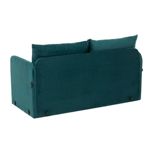 Canapé-lit d'appoint en tissu bleu lagon, 2 personnes ORURO