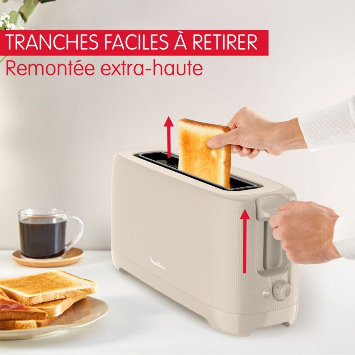 Grille-pain MOULINEX LS2M0B10 morning gris 1 longue fente