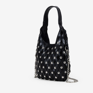 Bolso de mano negro con tachas