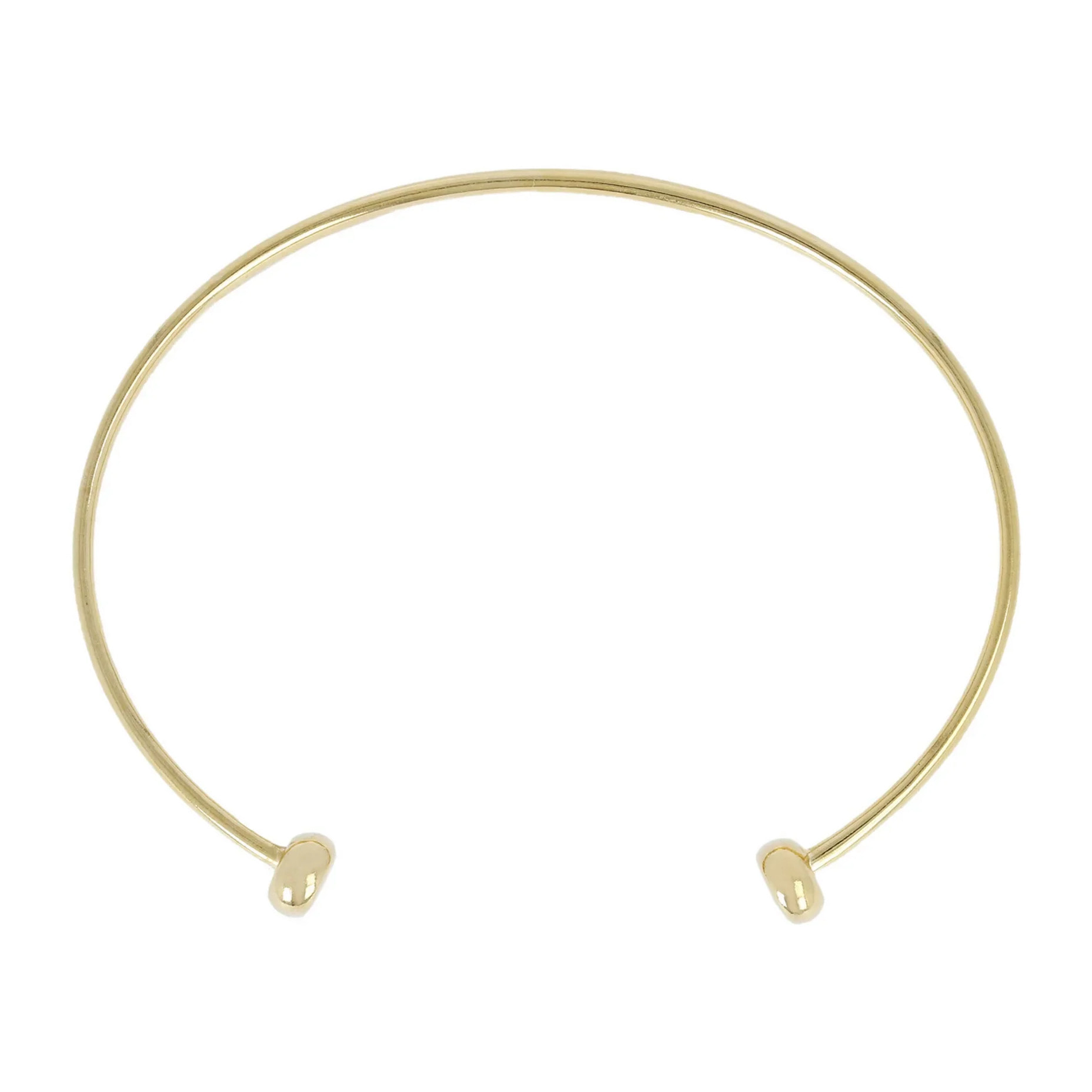 Bracciale Rigido Semiaperto in Argento 925 placcato Oro Giallo 18Kt con Bead Martellate