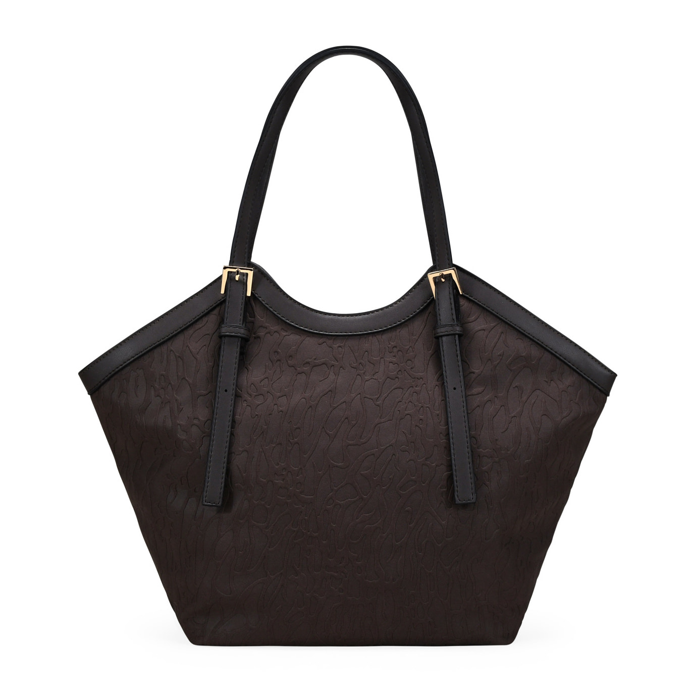 Bolso de hombro marrón con hebillas