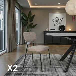 Chaise tissu brun taupe style écolier (lot de 2) MALANG