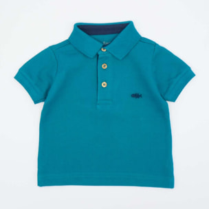 POLO VERDE JADE CON BORDADO PEZ AZUL