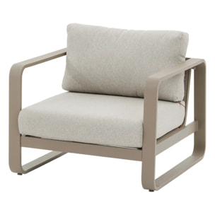 Fauteuil de salon de jardin "Domilly" café aluminium et oléfine