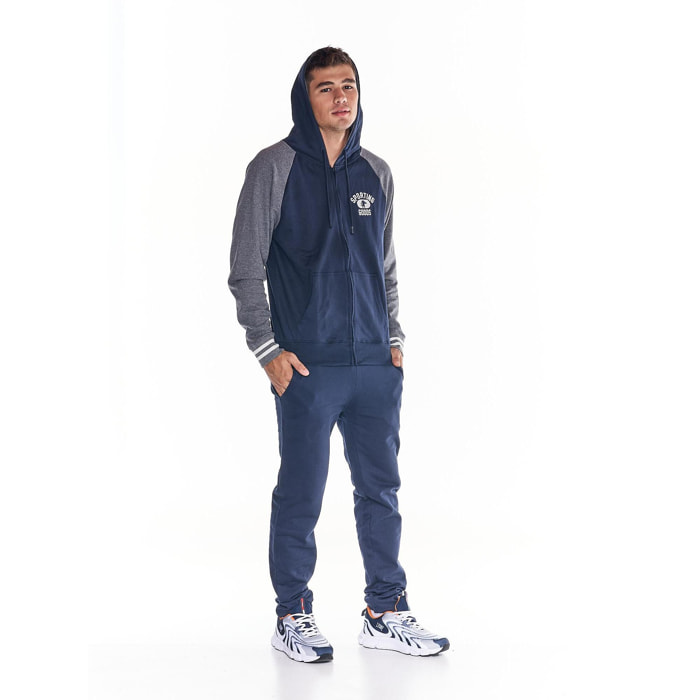 Tuta da uomo cappuccio full zip bicolor College