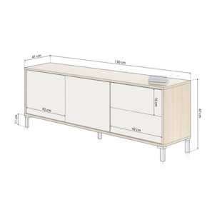 Mueble TV Lea Blanco Artik (Blanco Mate) - Roble Canadian