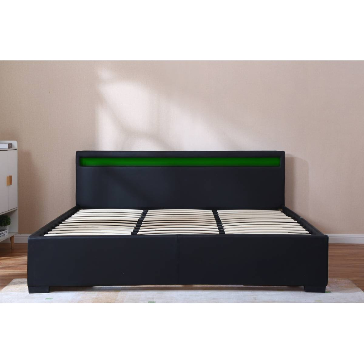 LIT LED double avec 4 tiroirs "Nico" - 180 x 200 cm - Noir