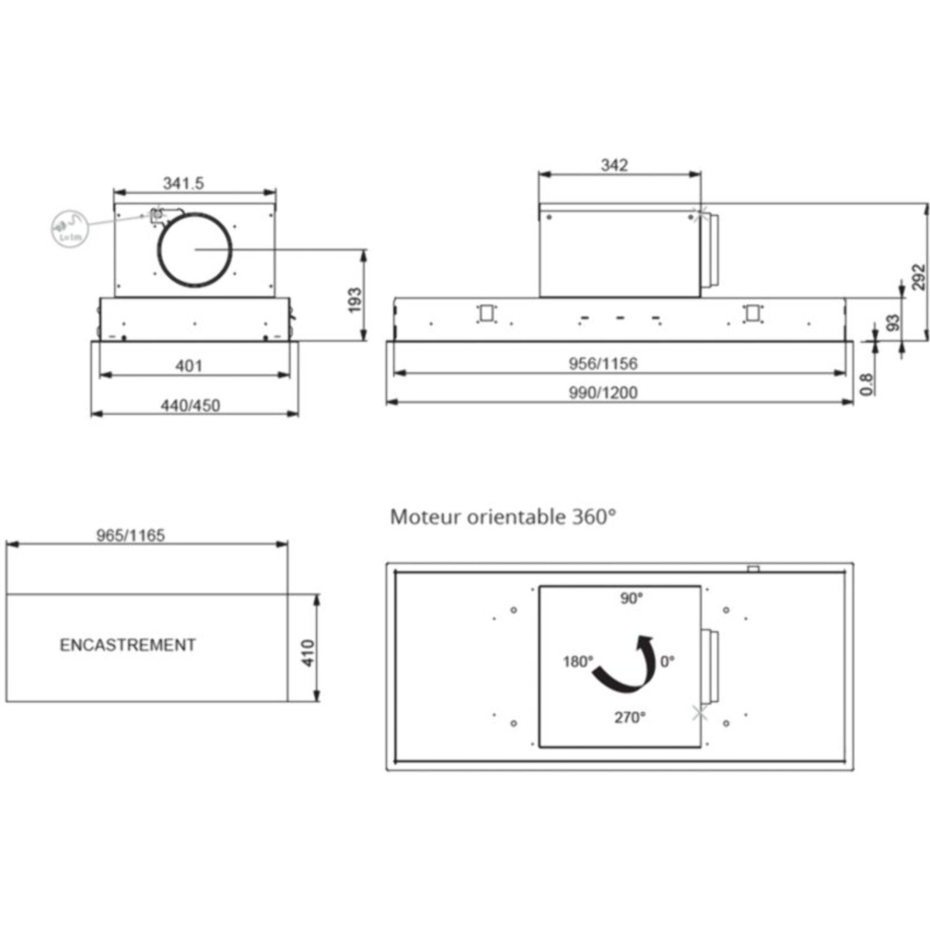 Hotte plafond ROBLIN Plafond INSPIRATION 1000 IN SANS MOTEUR