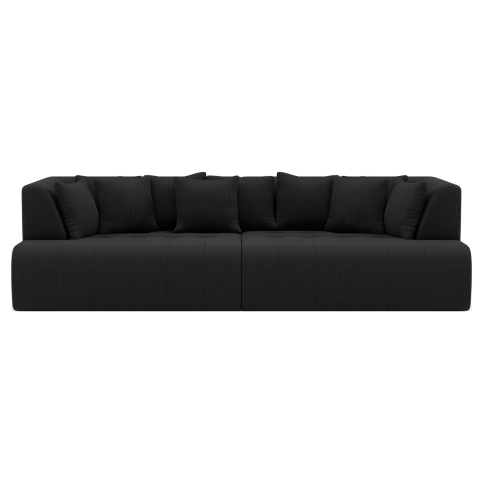 Onyx - canapé droit 4 places avec double méridienne - assise profonde - en velours côtelé - Noir