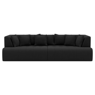Onyx - canapé droit 4 places avec double méridienne - assise profonde - en velours côtelé - Noir