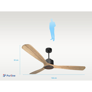 Ventilateur de plafond Réversible  Thermostat Wifi Moteur à courant continu Toits en pente Télécommande Hypersilence Mémoire Shopify Vendible (AUTOMATIQUE) 40   W Noir