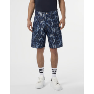 PHILIPP PLEIN Denim Shorts Jacquard Monogram