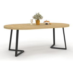 Table à manger ronde extensible Sana bois et noir Ø110-200cm