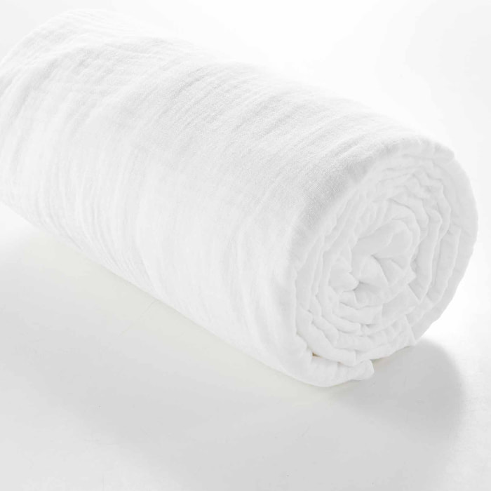 Drap Housse en gaze de coton - Blanc