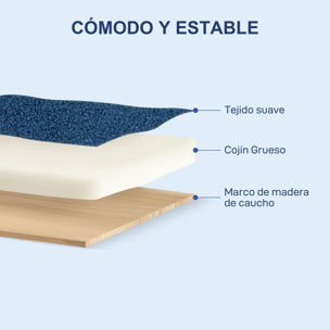 Sofá de 2 Plazas Tapizado en Borreguito Sofá de Salón de 118 cm con Acolchado Grueso Reposabrazos y Patas de Madera para Dormitorio Sala de Estar Azul Oscuro