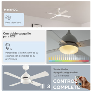 FORLIGHT Ventilador IP20 Borneo E27 15W Blanco Blanco