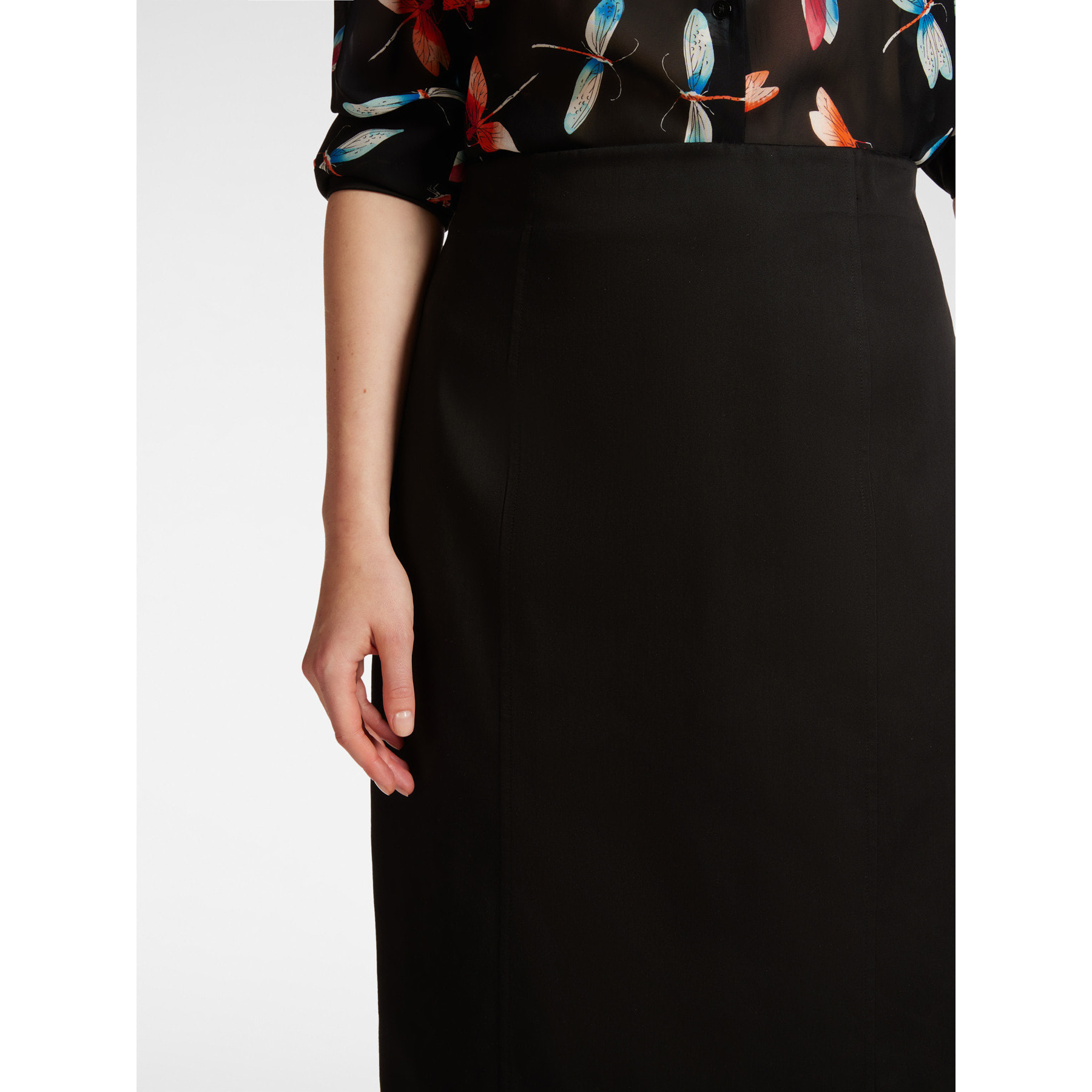 Elena Mirò - Falda recta de color liso - Negro