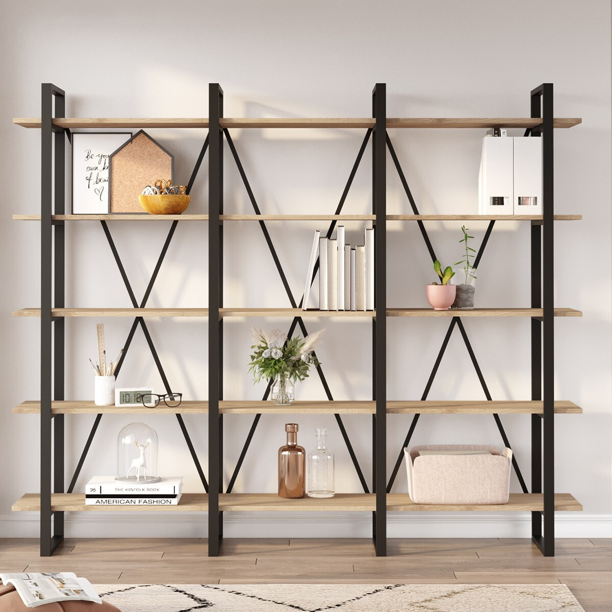 Bibliothèque 4 niveaux en métal noir - GENNA