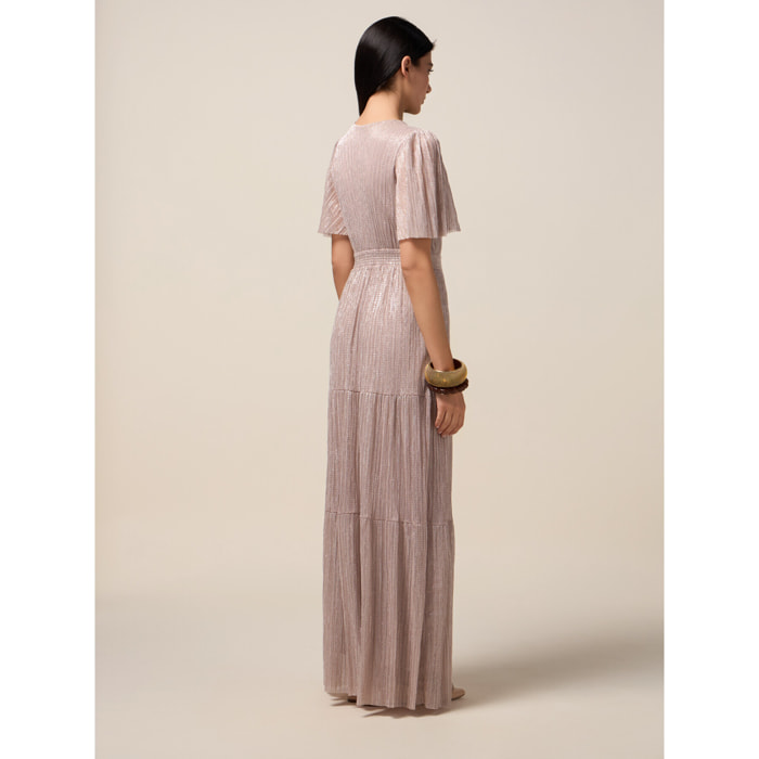Oltre - Vestido largo de lurex plisado - Rosa