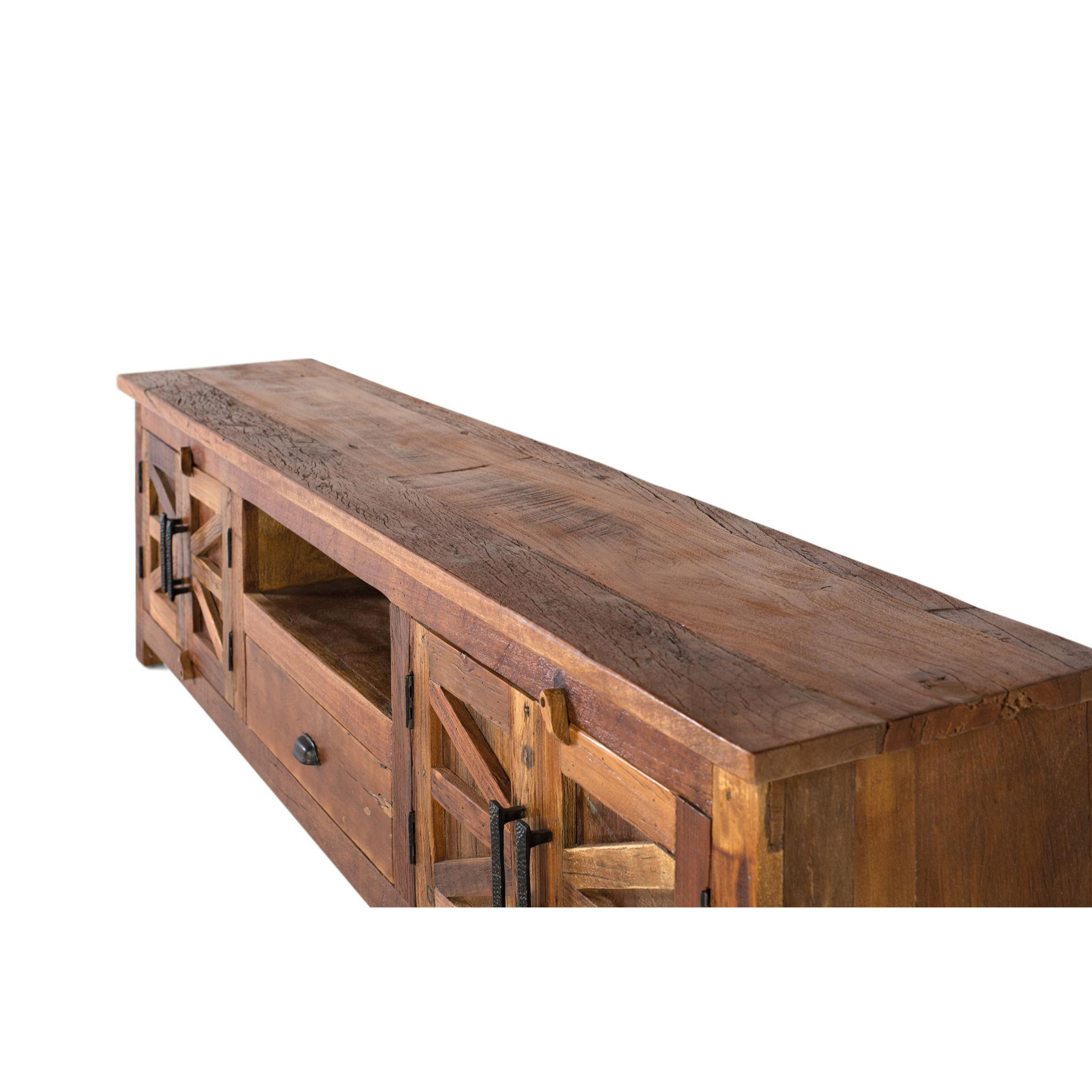 Mueble TV de Madera Reciclada 220 Cm Estilo Rústico Moderno