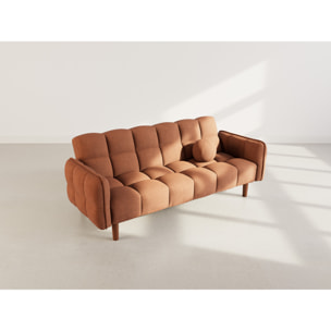 Adam - Canapé convertible clic-clac 2 places en tissu texturé - Terracotta