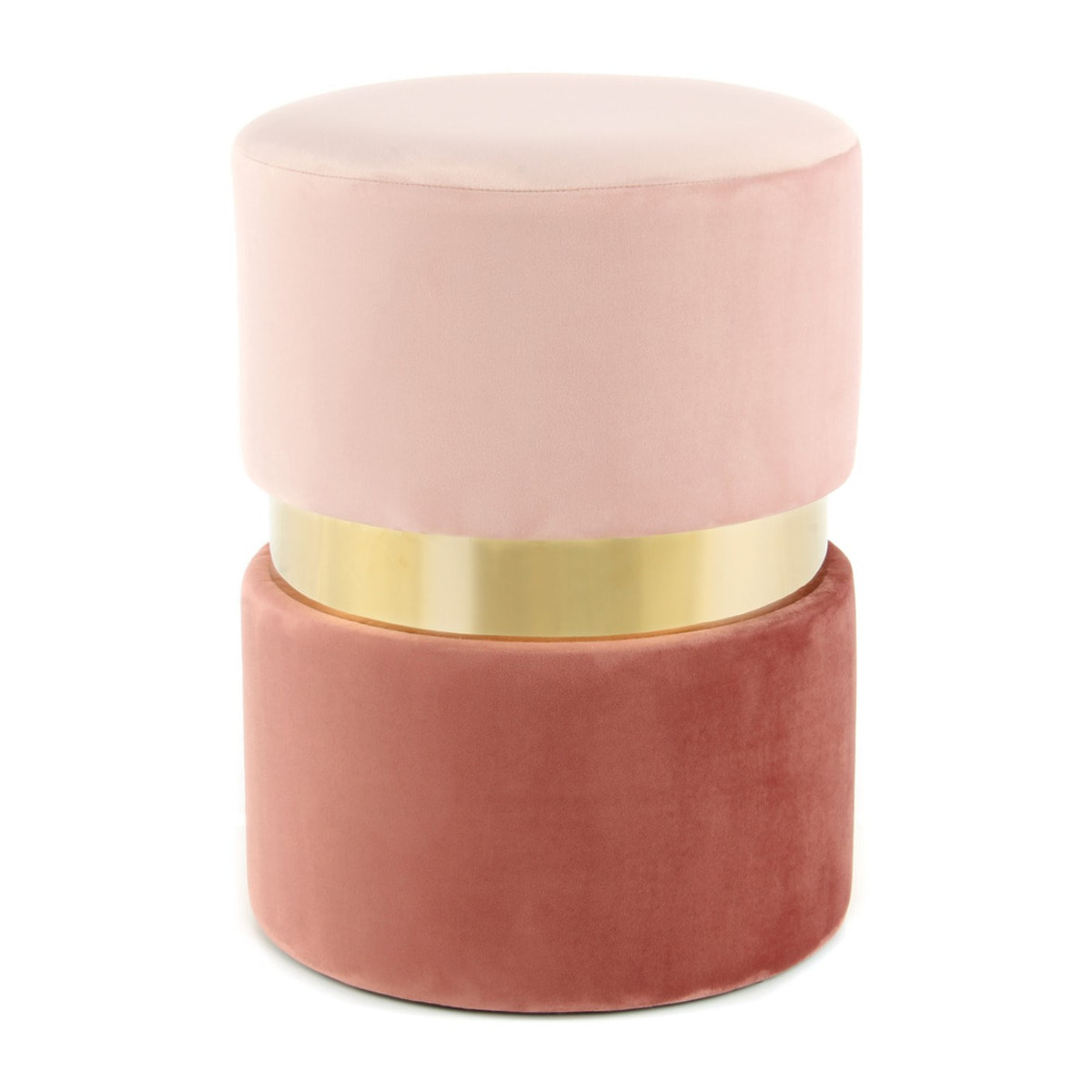 Pouf Sgabello Gipsy in Velluto Rosa e Oro