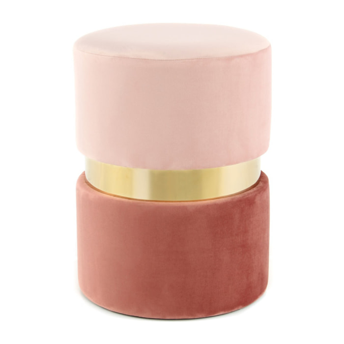 Pouf Sgabello Gipsy in Velluto Rosa e Oro