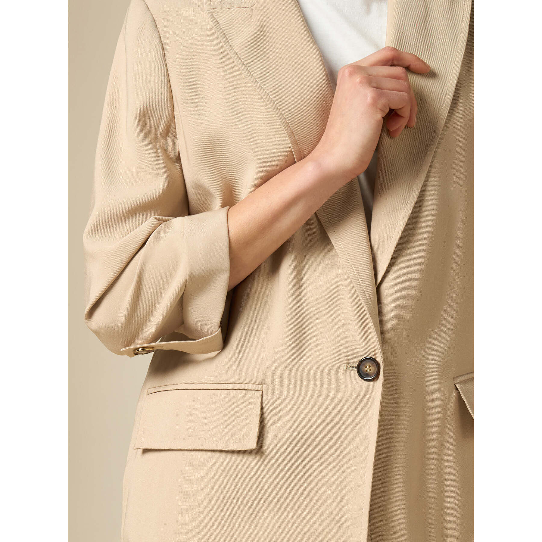 Oltre - Blazer de sarga de viscosa - Beige