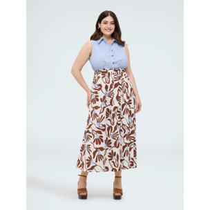 Fiorella Rubino - Vestido camisero sin mangas con estampado - Light - blue