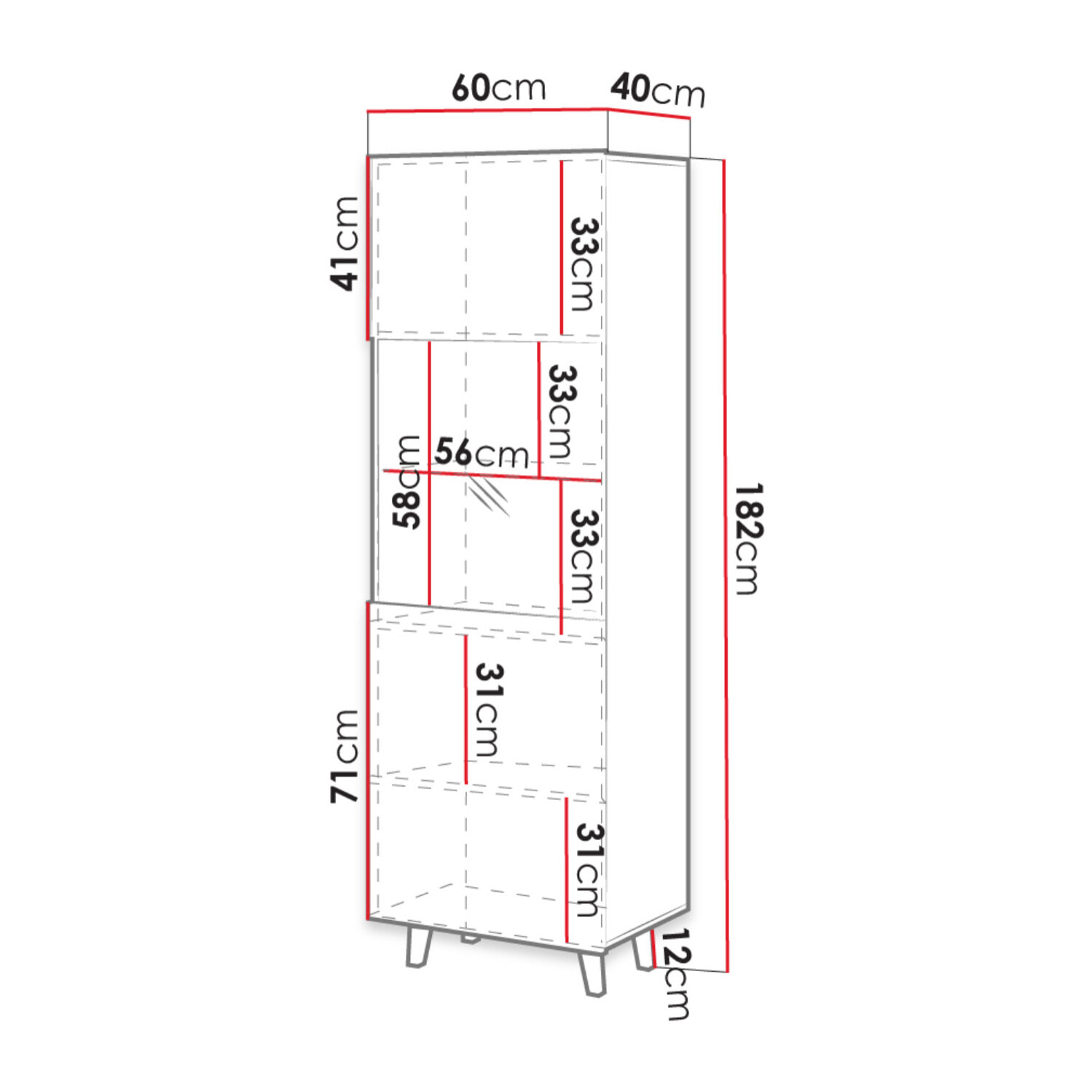 Come - vitrine - effet bois - 1 porte - 60x182 cm - Bois