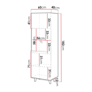 Come - vitrine - effet bois - 1 porte - 60x182 cm - Bois