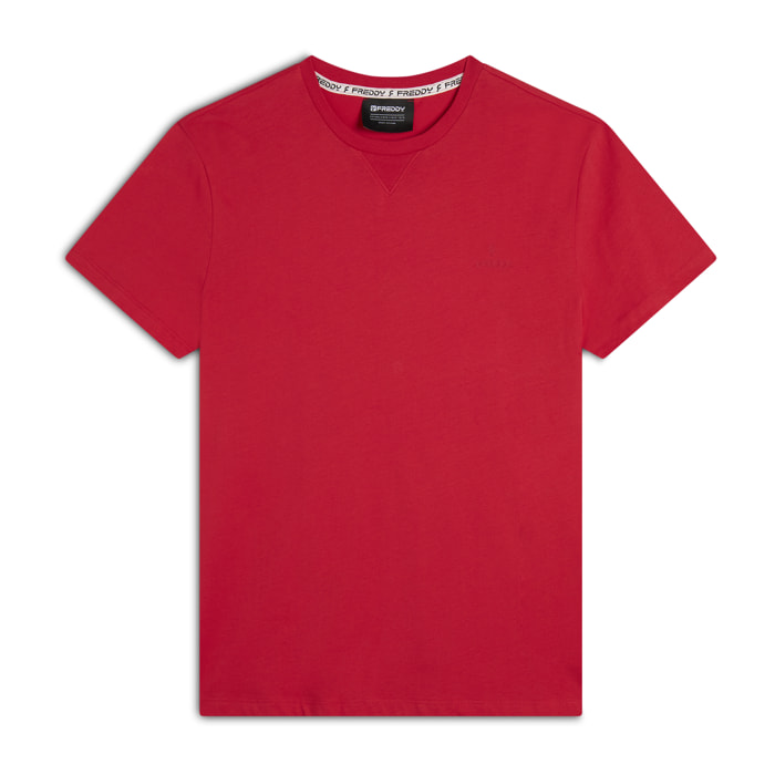 T-shirt Regular con Scollo girocollo e logo in tono colore