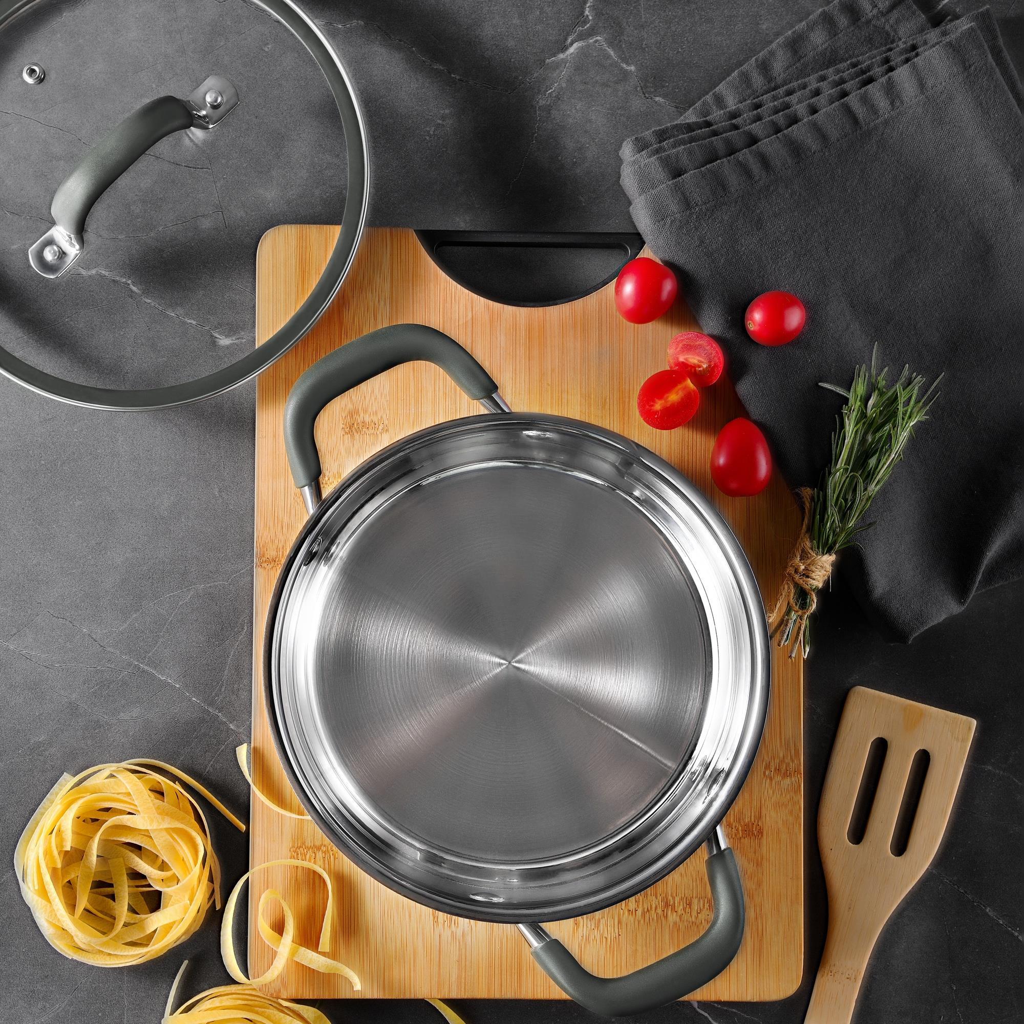 Olla Ø28x16,5cm de 9,5Len Acero inoxidable MIDNIGHT con tapa Bergner