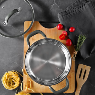 Olla Ø28x16,5cm de 9,5Len Acero inoxidable MIDNIGHT con tapa Bergner