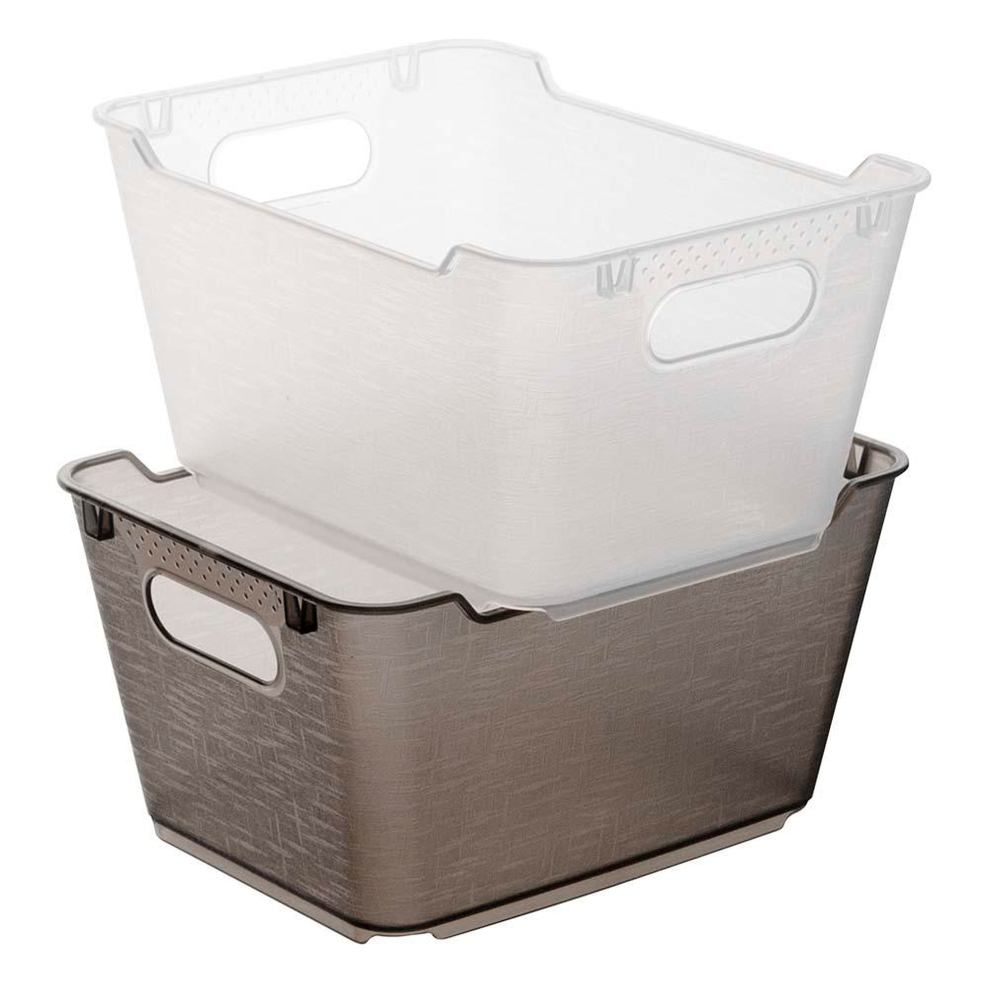 Caja de almacenaje de polipropileno color gris cristal