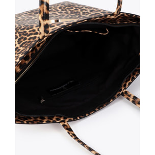 Borsa shopper basic con stampa leopardata