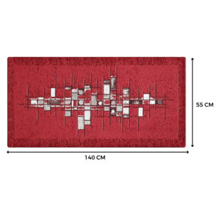 Tappeto Jacquard Ideale Cucina Ingresso Made In Italy Antiscivolo, Lavabile, Morbido Disegno Pixel Rosso By Suardi