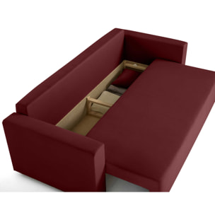 Regala - canapé 3 places - convertible avec coffre - en tissu - Rouge