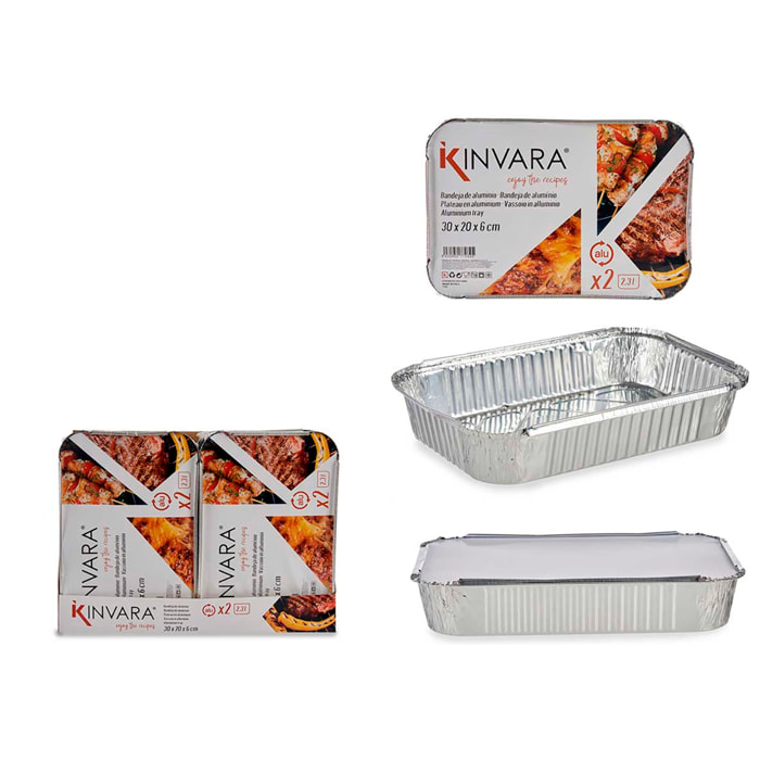 SET 2 BANDEJAS HONDAS ALUMINIO CON TAPA