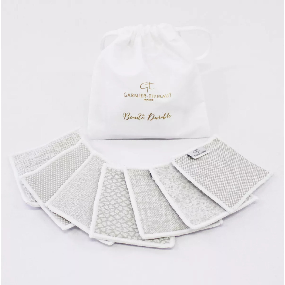 Carres demaquillants coton mélangé 300 g/m² motif jacquard beige Uni nacre