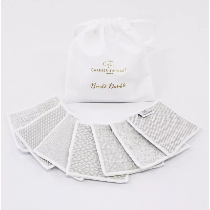 Carres demaquillants coton mélangé 300 g/m² motif jacquard beige Uni nacre