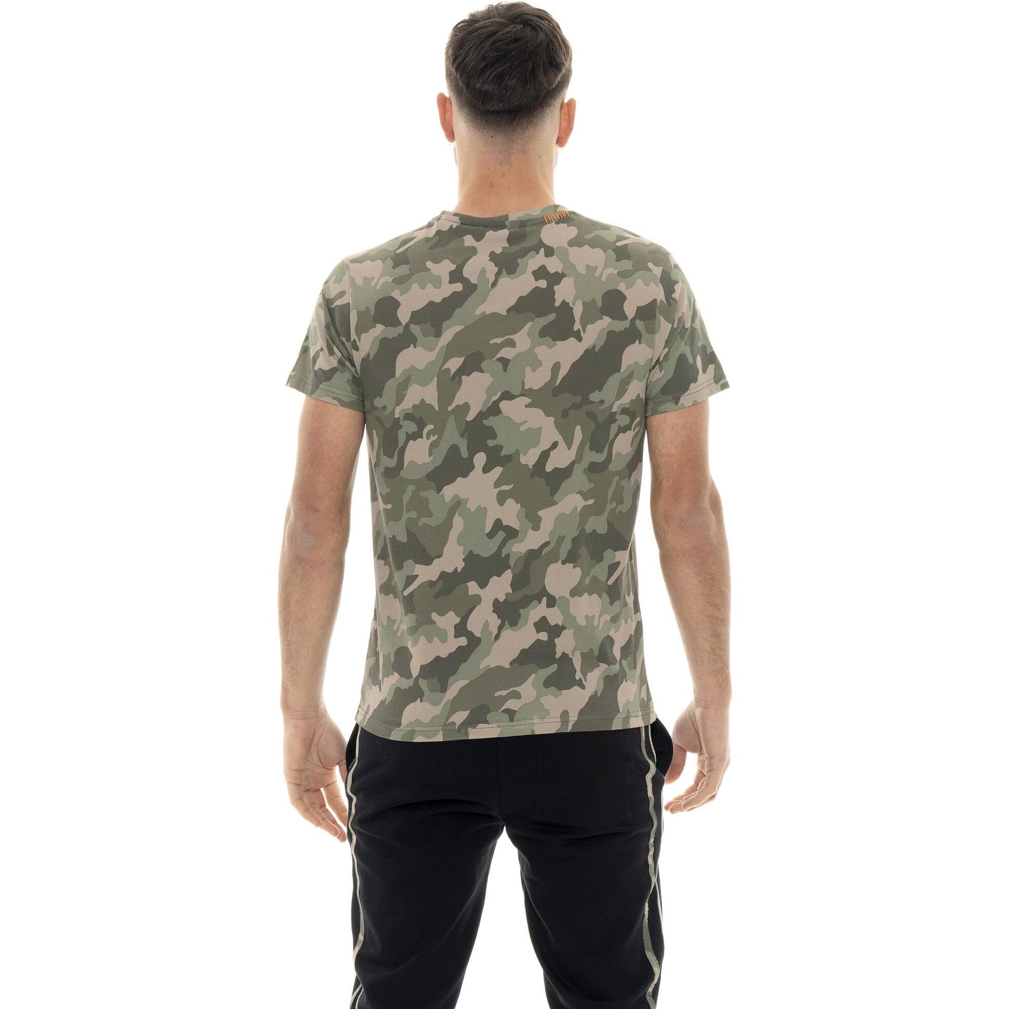 T-shirt da uomo a manica corta in cotone camouflage Leone Military 1947