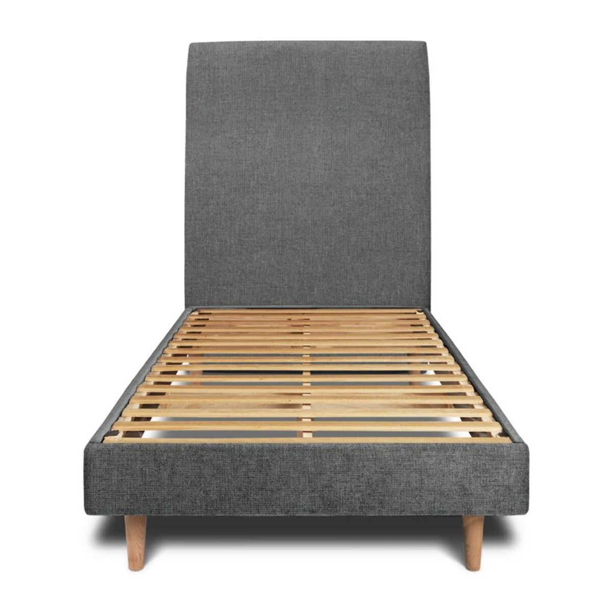 Lit avec tête de lit tapissée tissu et sommier kit Ep14